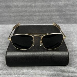Diamond Plate Gold AO Aviator Sunglasses Dark Tint Bayonet Temple
